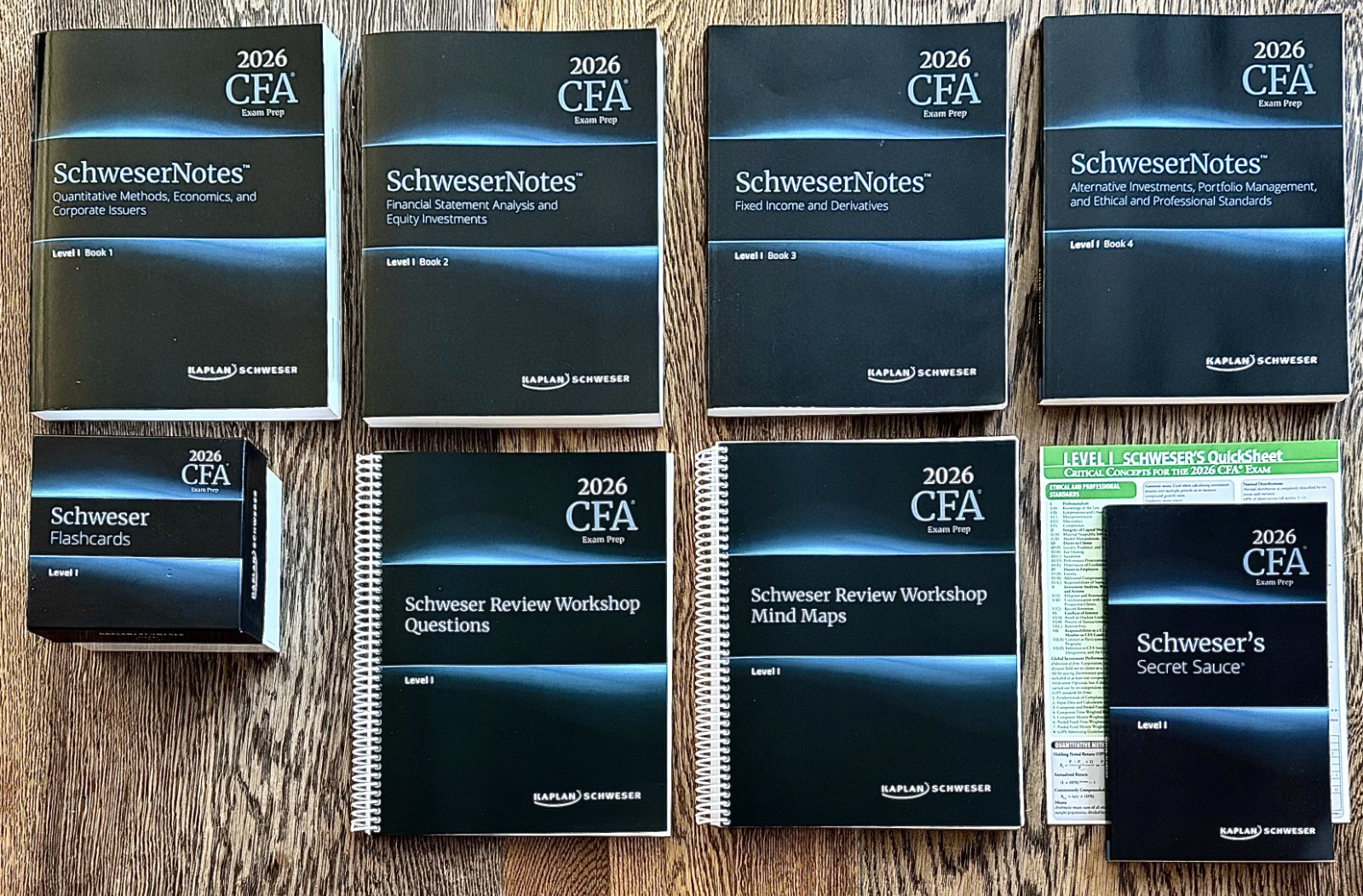2026 Schweser CFA Level 1 COMPLETE Premium Set Exams+Notes+Flashcards+Secrets