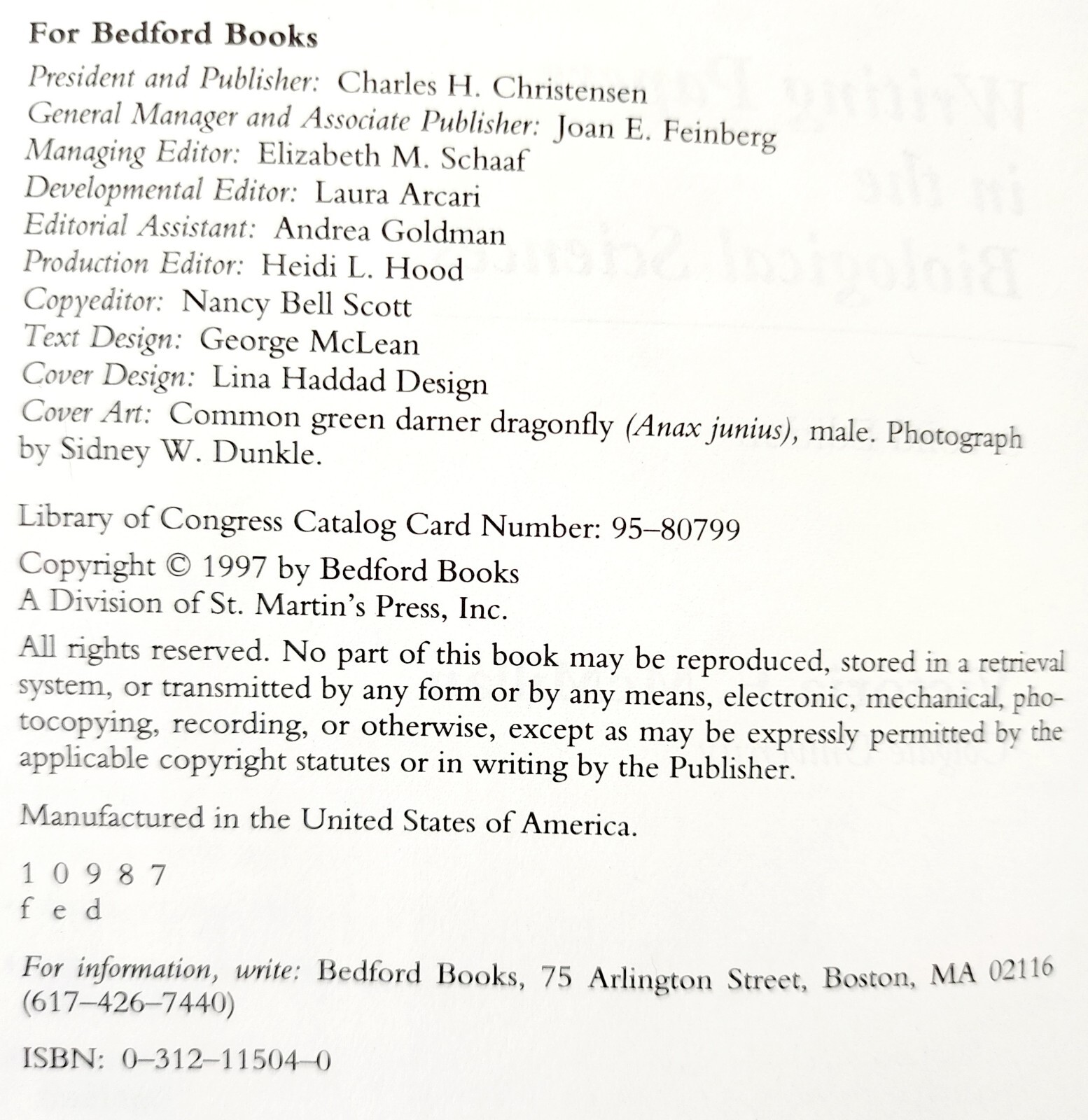 1997 Writing Papers In Biological Sciences 2nd Edition Educational Book PB C84