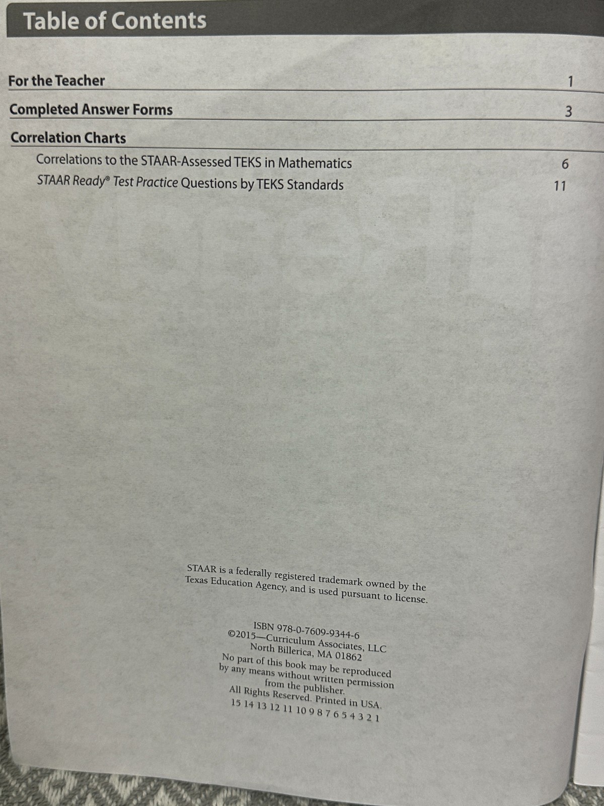 STAAR Ready Instruction and Test Practice Mathematics 6 – Teacher Guide