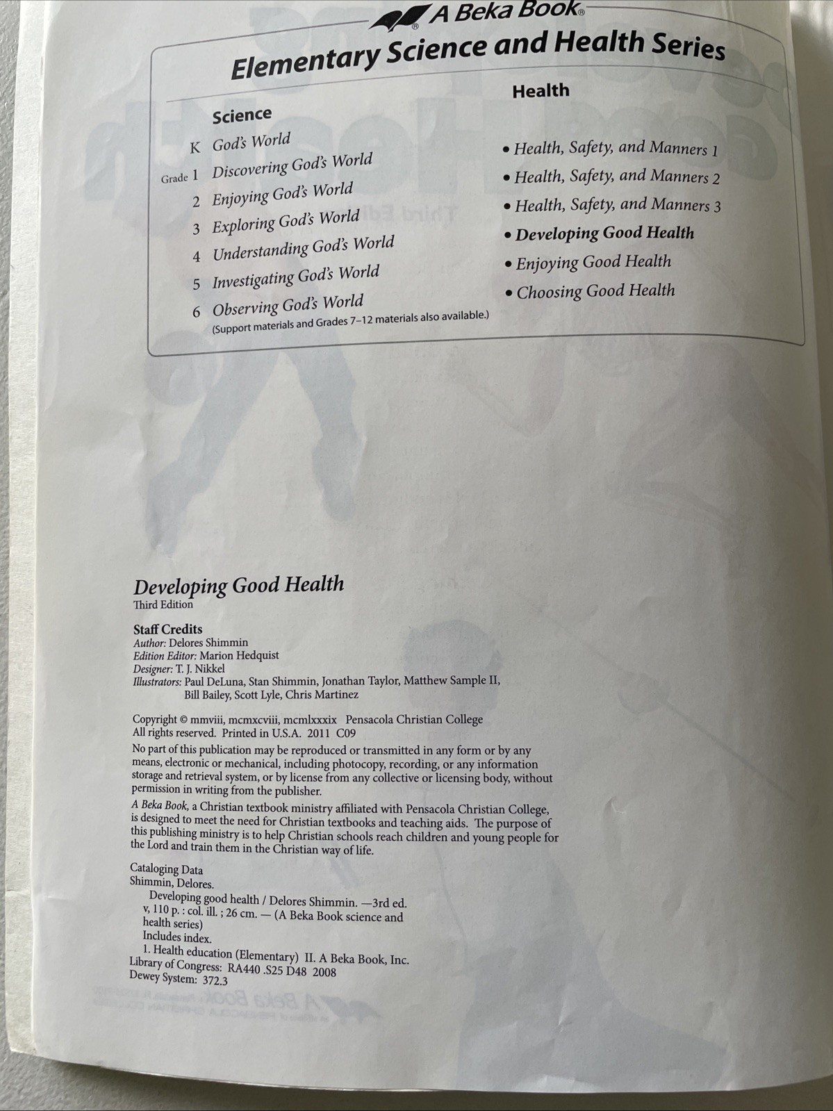 ABEKA – Developing Good Health – Third Edition – Grade 4 – 4th Grade Health Text