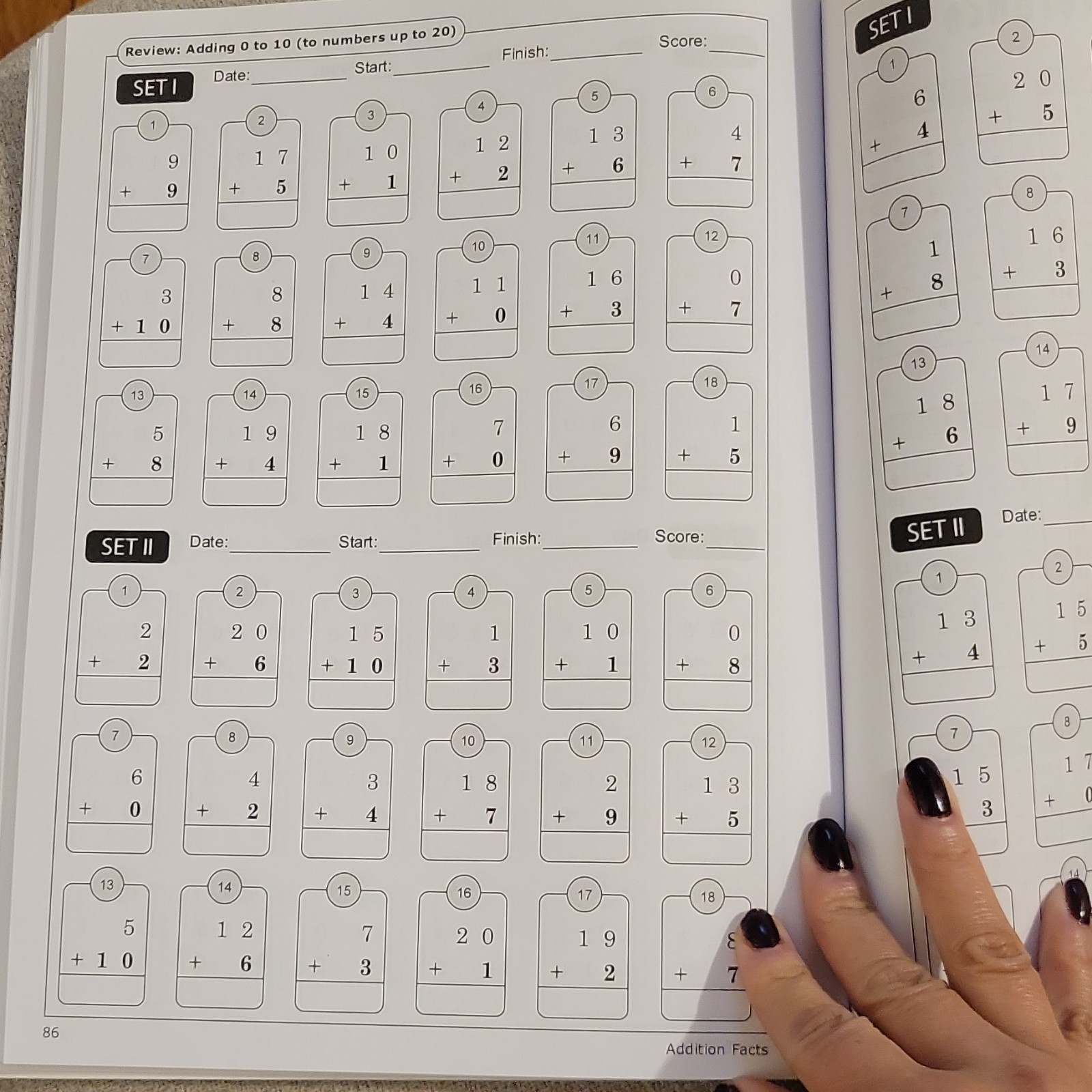 Shobha Addition Facts Math Practice Worksheets Arithmetic Workbook, 86 Pages