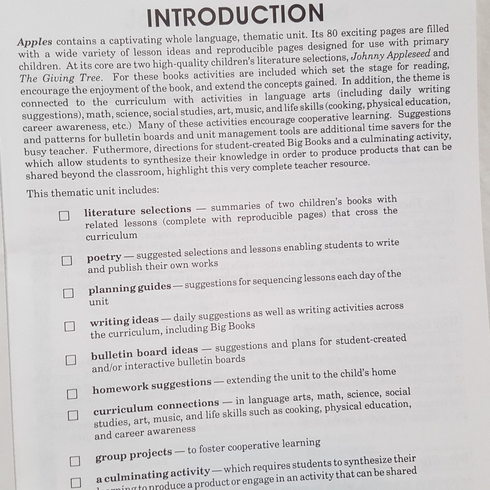 Thematic Units Apples Theme Primary Elementary Education Back To School 1990