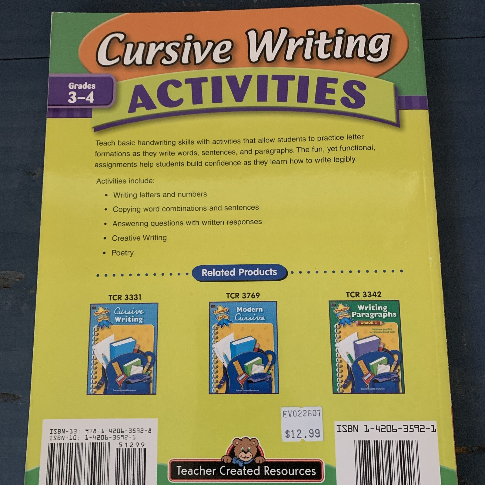 Cursive Writing Activities, Teacher Created Resources, Susan Collins ~EUC