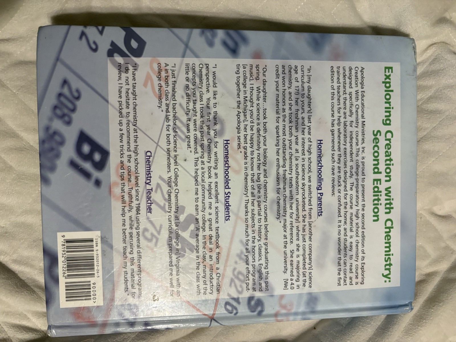 Apologia Exploring Creation With Chemistry 2nd Ed Hardcover Jay L Wile