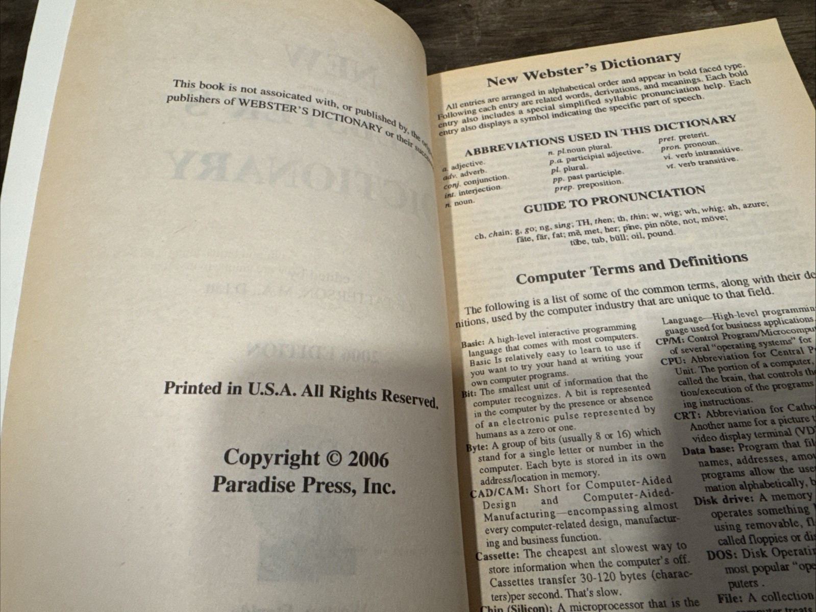 New Webster’s Dictionary Abridged Edition Patterson 2006 Paperback Very good