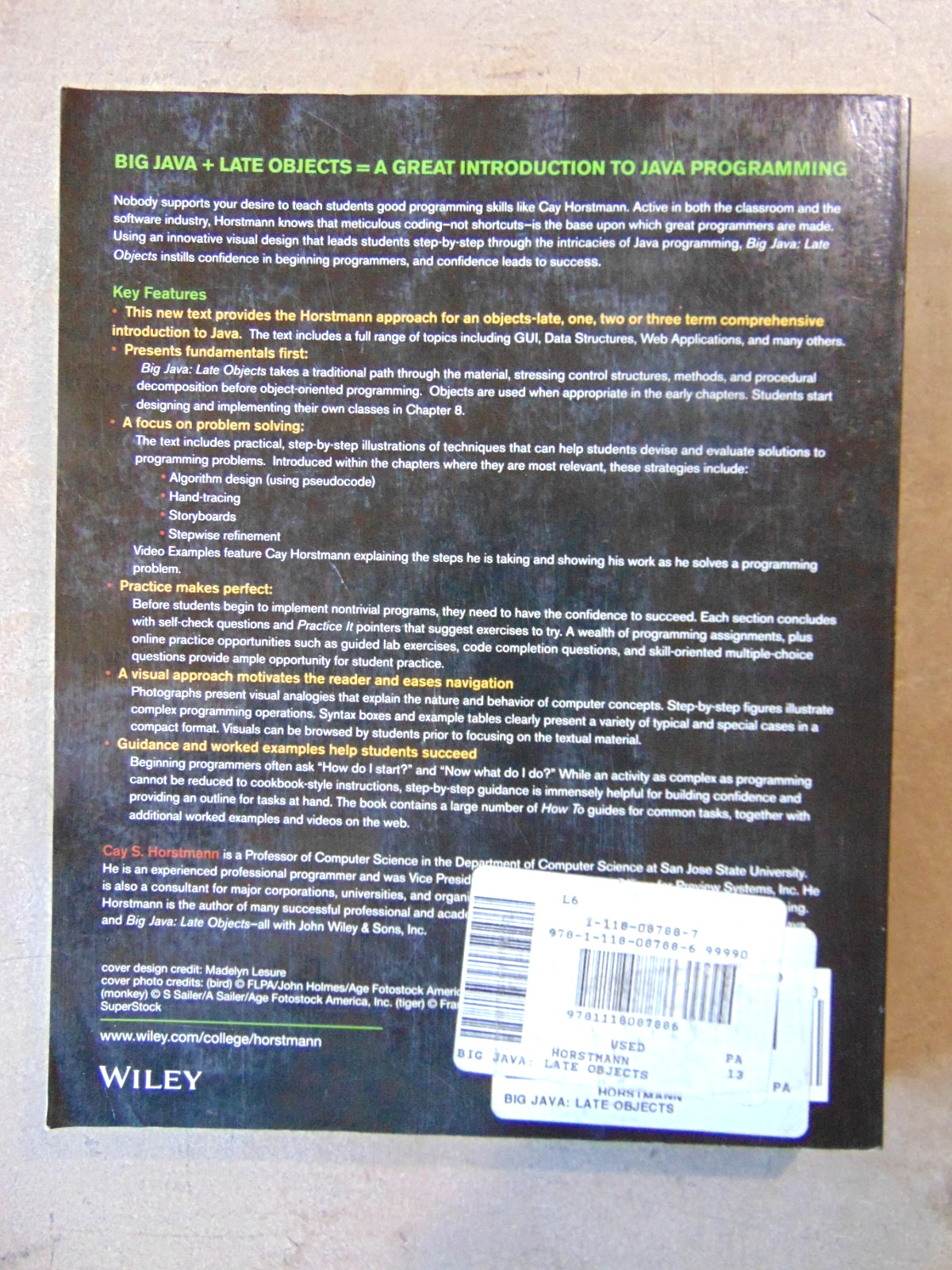Big Java Late Objects by Cay Horstmann 2013 Trade Paperback for Java 5 6 and 7