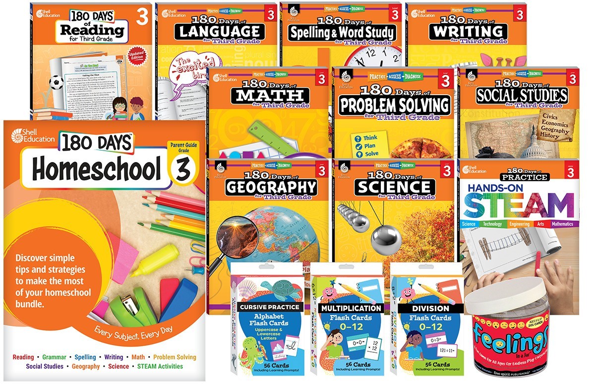 3rd Grade 180 Days Multiple Subjects Homeschool Curriculum Bundle 3