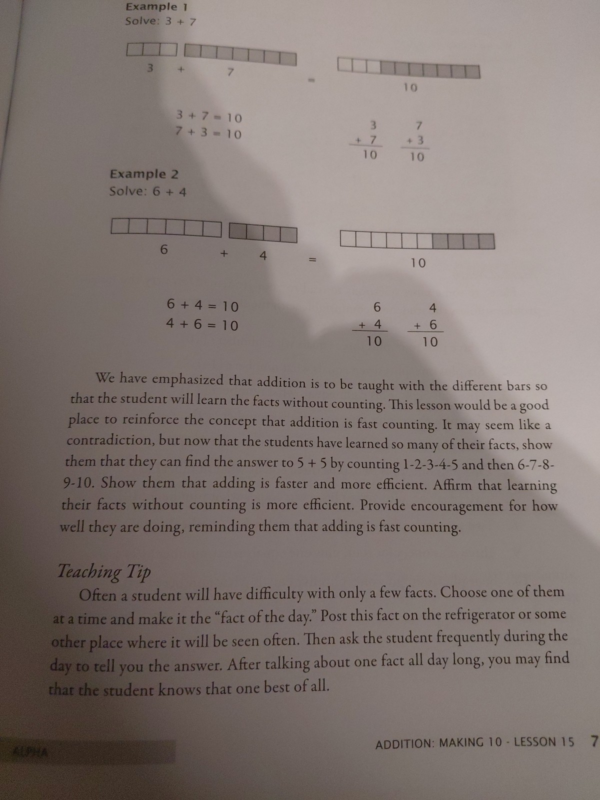 Alpha Instruction Manual : Single-Digit Addition and Subtraction by…