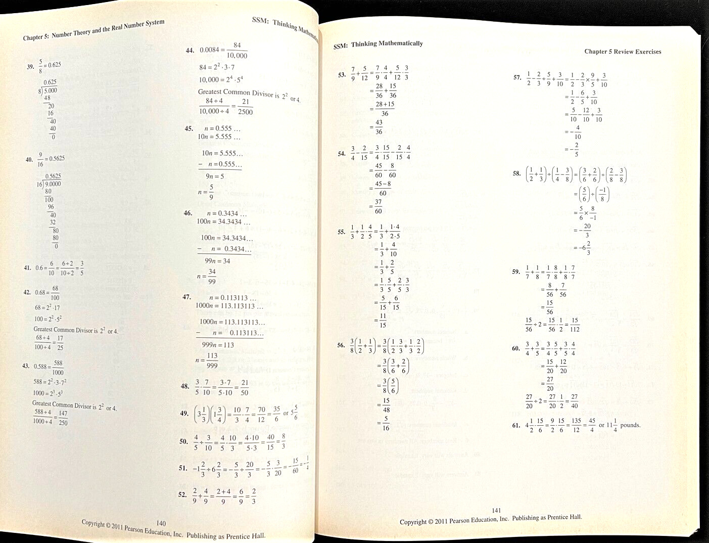 BLITZER – STUDENT’S SOLUTION MANUAL (Thinking Mathematically) 5th Edition (2011)