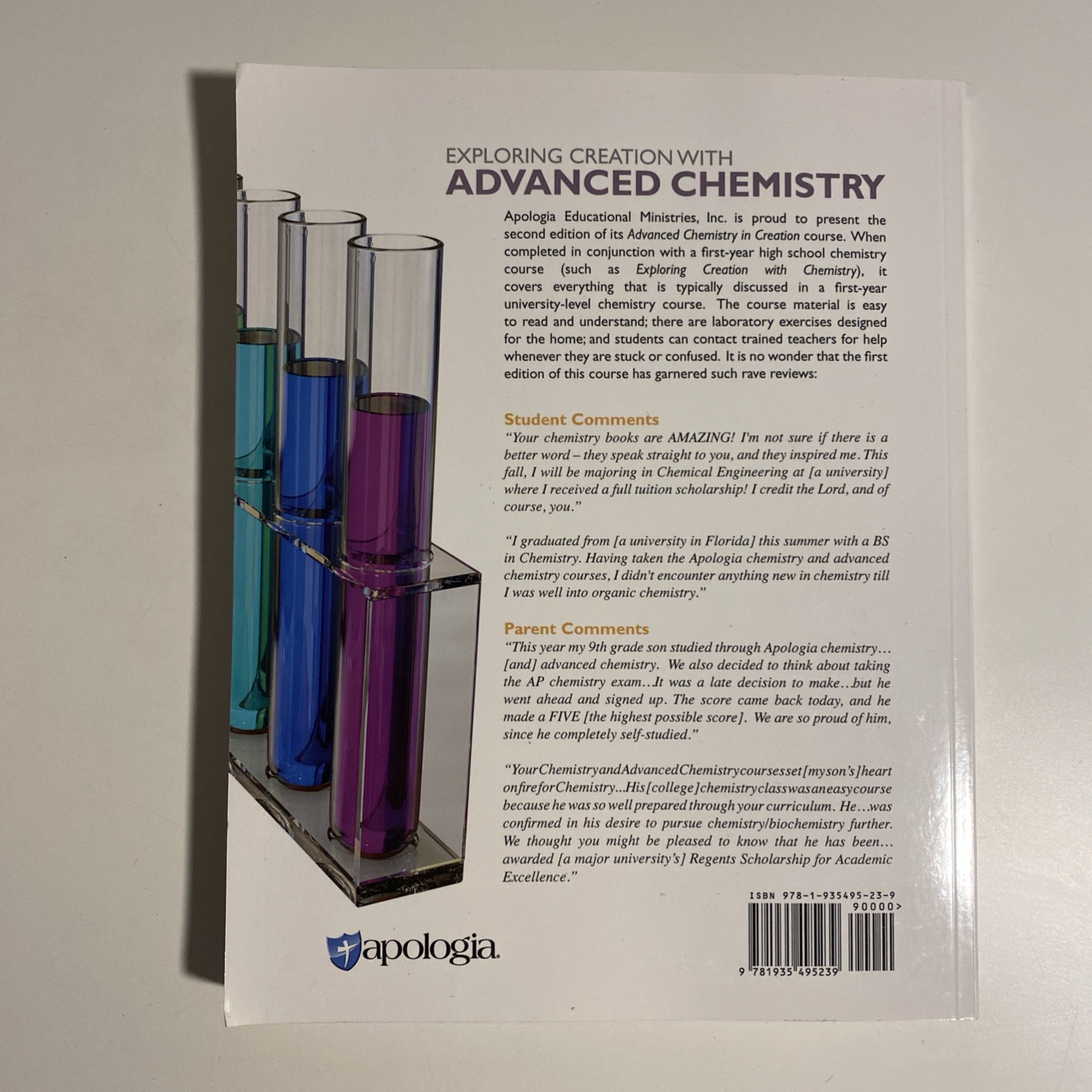 Apologia Exploring Creation With Advanced Chemistry 2nd Edition Cut Cover