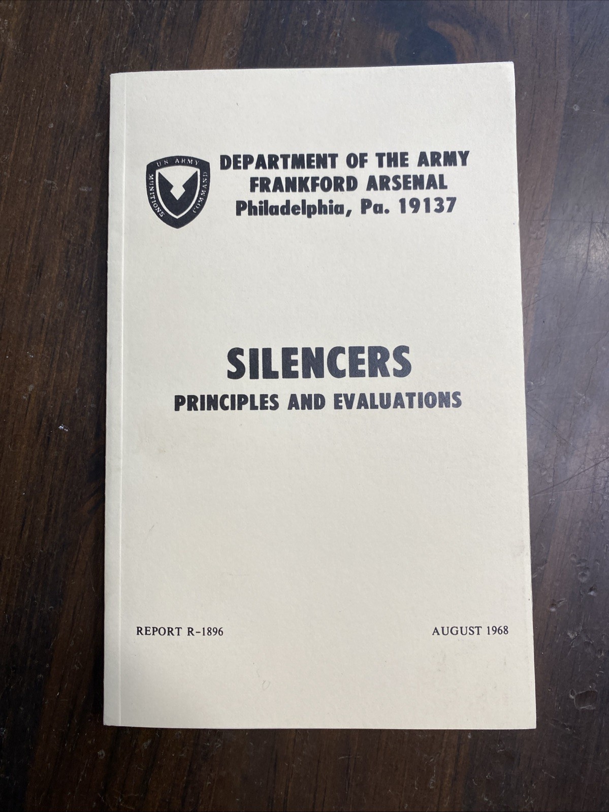 Like New SILENCERS PRINCIPLES And EVALUATIONS Dept. of the Army R-1896 1968