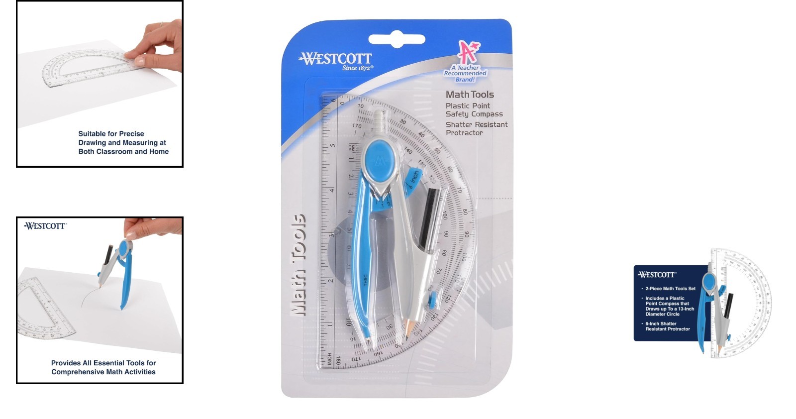 Student Geometry Set Includes 13 Inch Circle Compass and 6 Inch Protractor