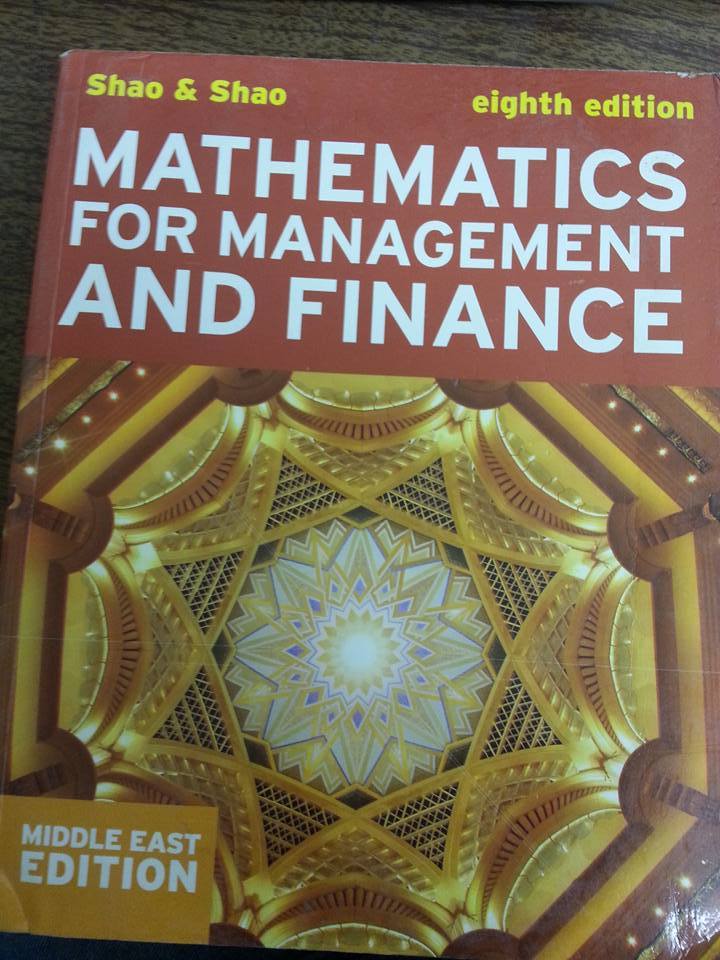 Mathematics for Management and Finance Eight International Edition by shao