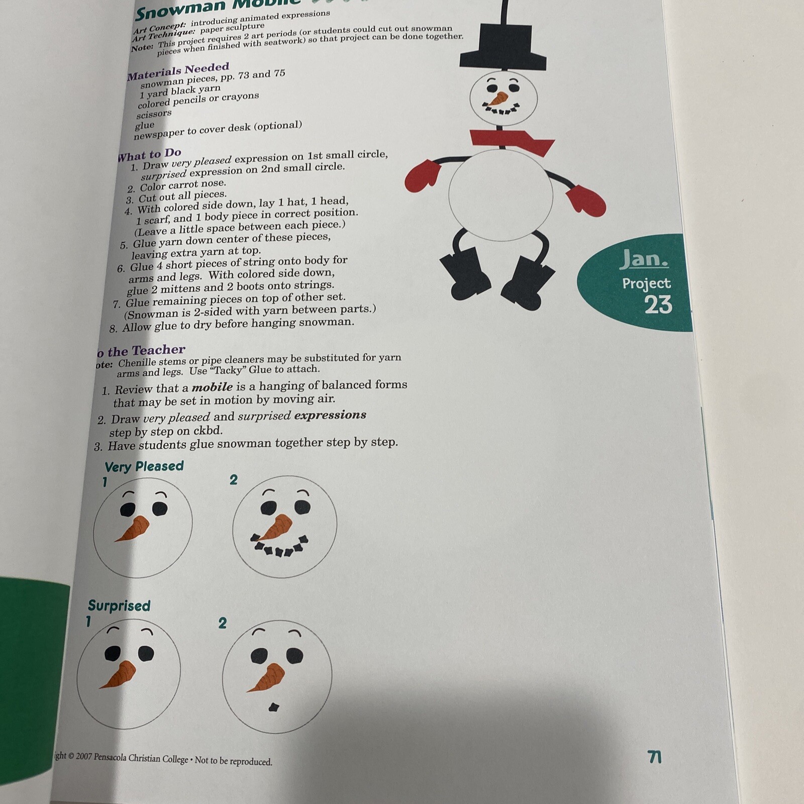 Abeka Art Projects 3 Student Workbook –  3rd Grade 37 Projects See Description