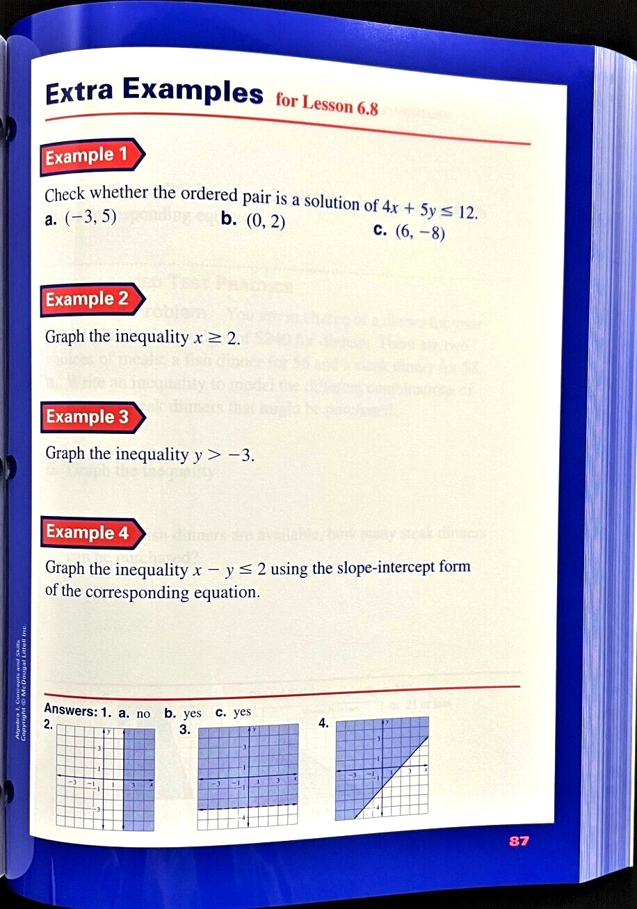 ALGEBRA 1 – Extra Examples Transparencies with STANDARDIZED TEST PRACTICE (2004)
