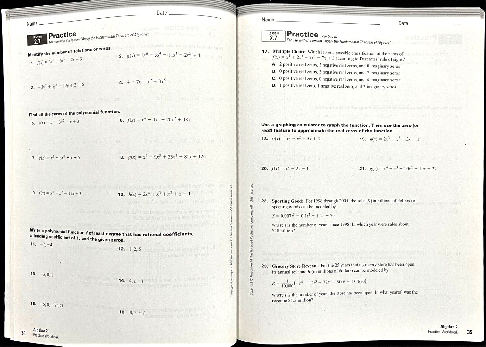 (Larson) ALGEBA 2 – REMEDIATION & PRACTICE WORKBOOKS (2 books) 1e (2011)