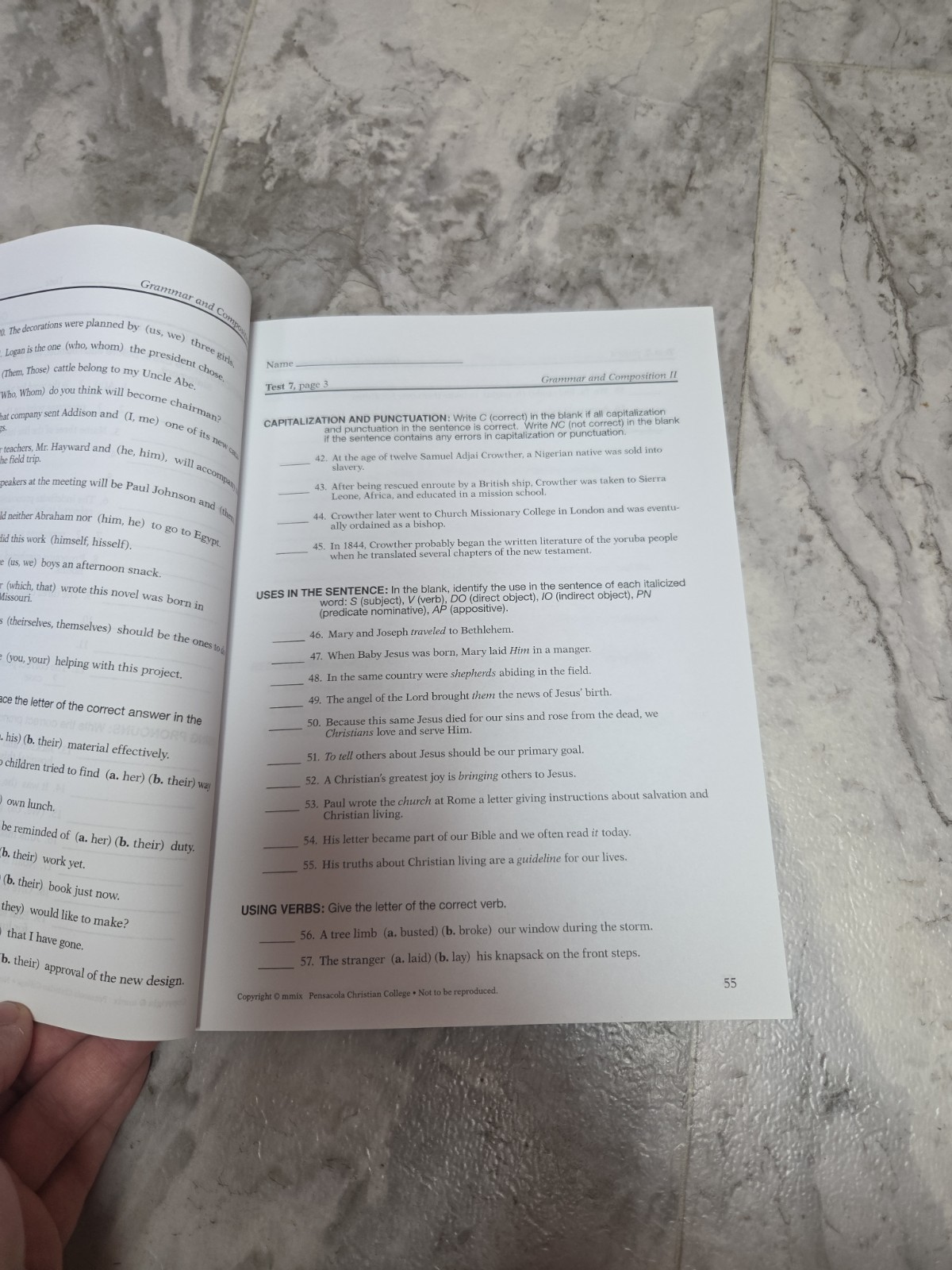 Abeka 8th Grade Grammar And Composition II Quiz/ Test Booklet