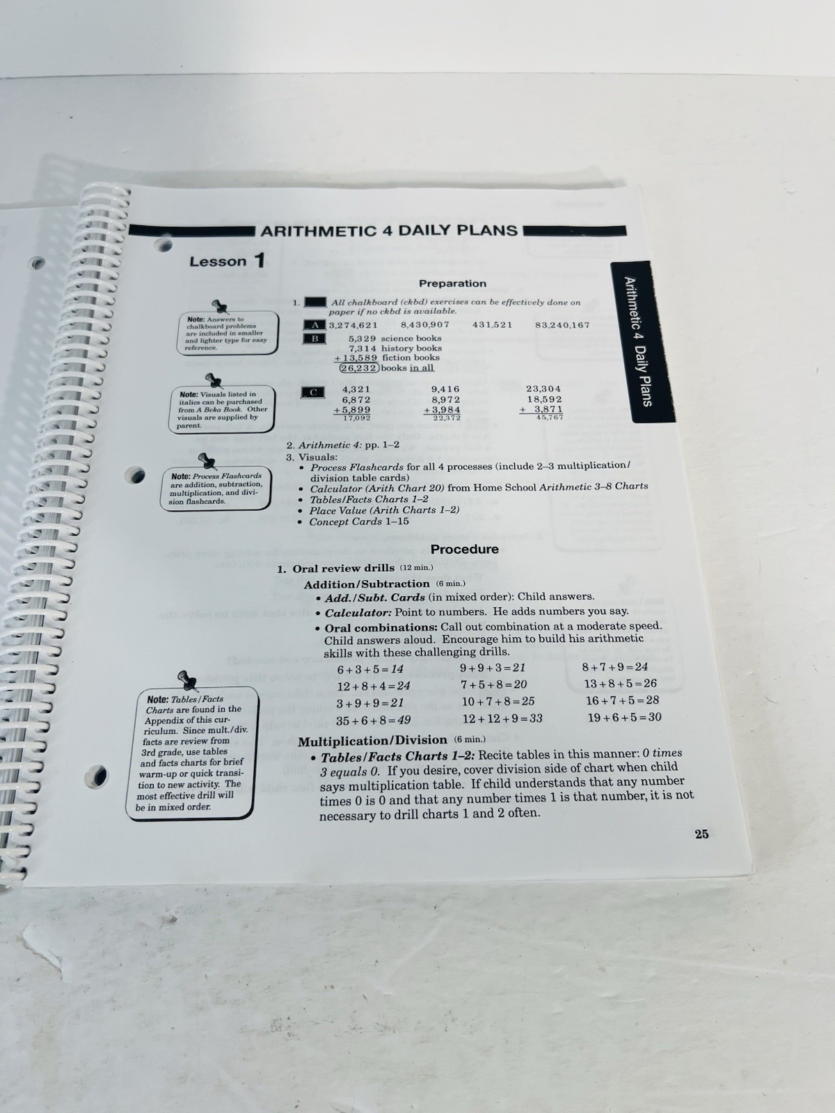 Abeka Books Arithmetic 4 Curriculum Lesson Plans 4th Ed
