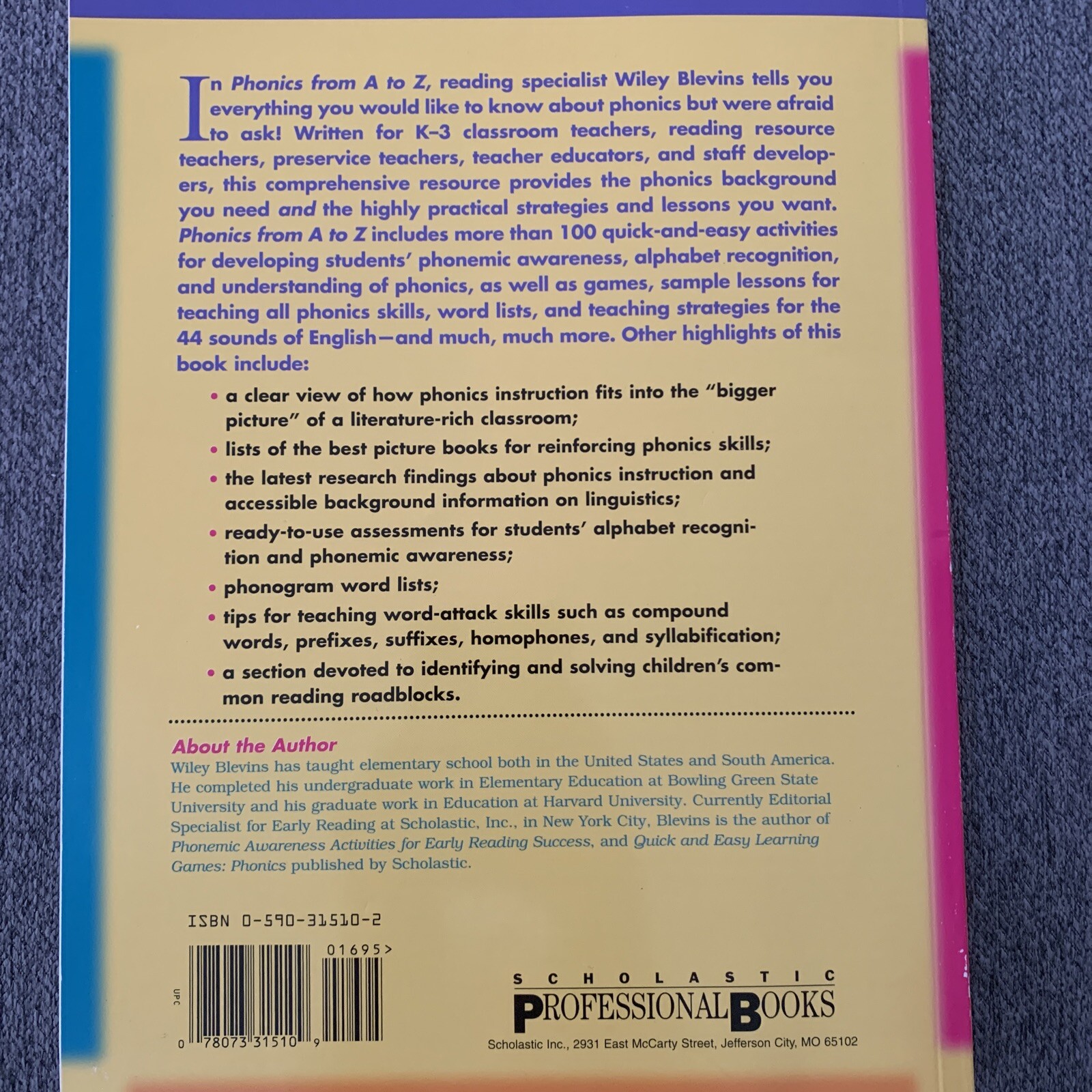 Phonics from A to Z: A Practical Guide, Grades K-3, Scholastic ~EUC