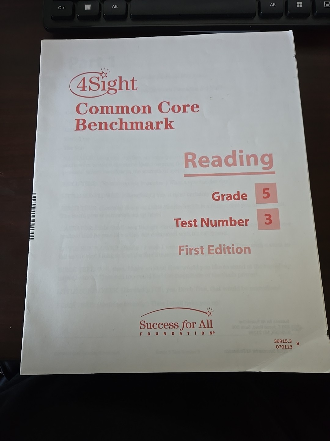 Grade 5 Reading Common Core Benchmark and Unit Test by 4Sight, Test Practice