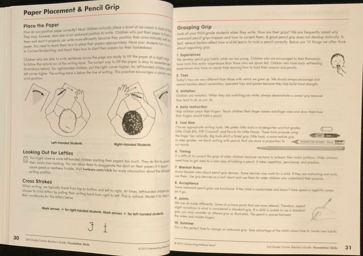 3rd – HANDWRITING WITHOUT TEARS (Cursive Teacher’s Guide) (2013)