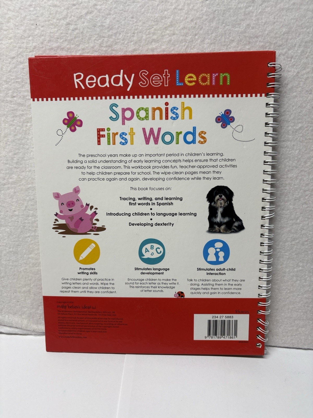 Ready Set Learn Wipe Clean Workbook Spanish First Words Practice Activity Book
