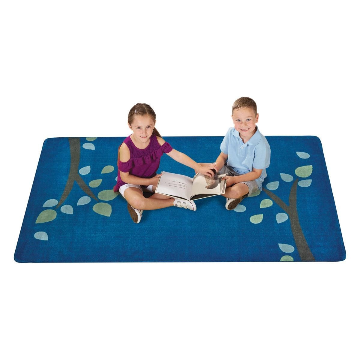 Kaplan Early Learning Kaplan® Branching Out Carpet – 4′ x 6′ Rectangle – Blue