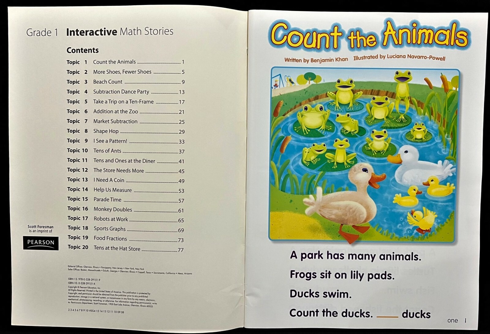 1st – LARGE enVision Math INTERATIVE MATH STORIES Book (2009, Pearson)