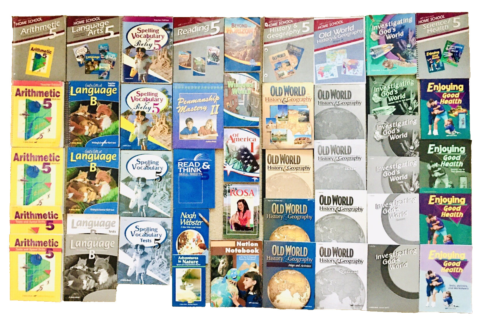 ABEKA 5th Grade 5 Lot 47 Parent & Student Math Language History Science~Complete