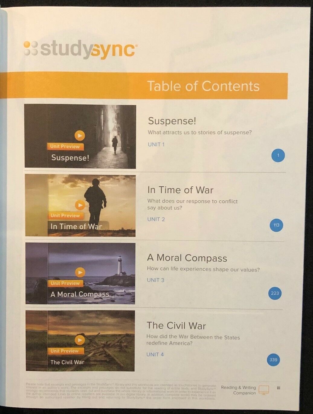 8th – STUDY SYNC Teacher Resource Companion & Reading/Writing Student Companion