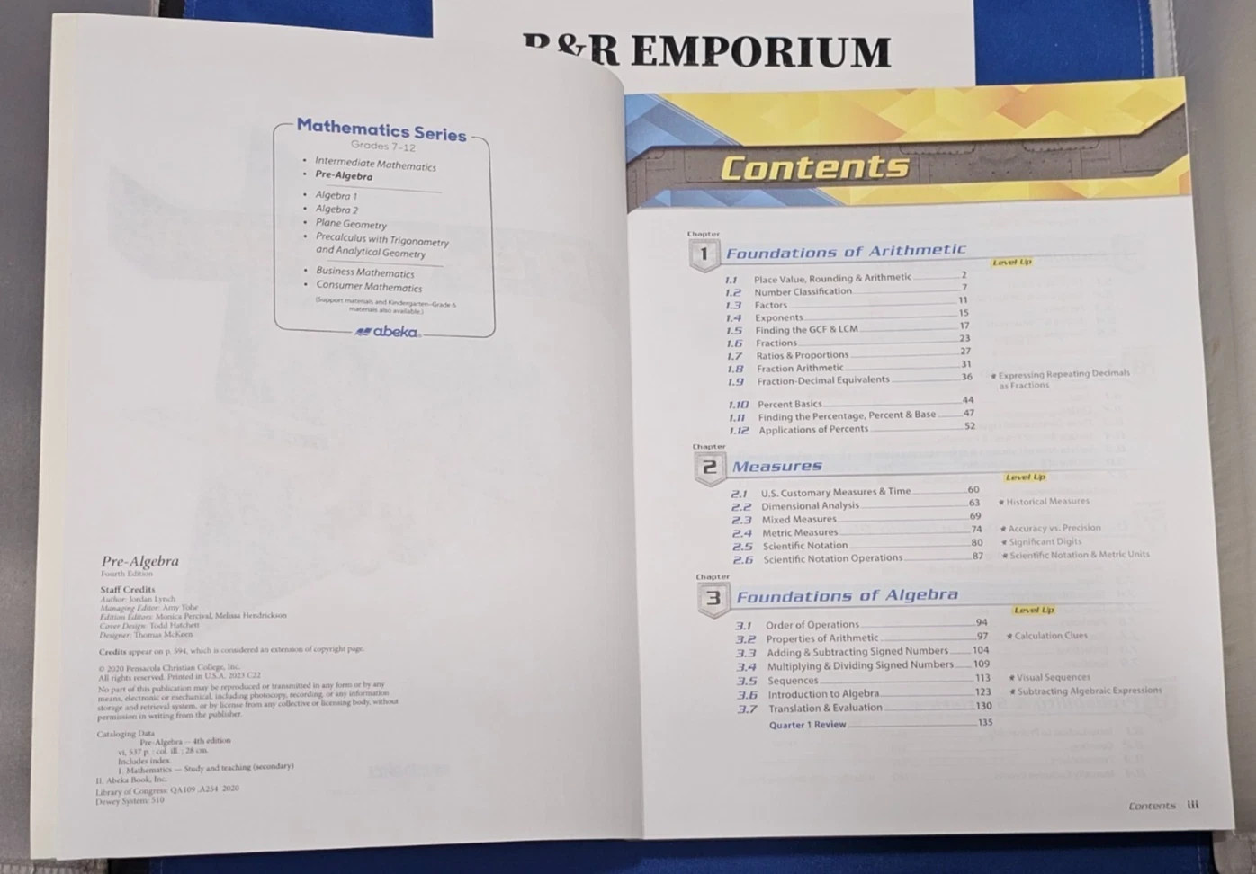 Abeka Math 8th Grade: Pre-Algebra Work-Text Fourth Edition – Pensacola C College