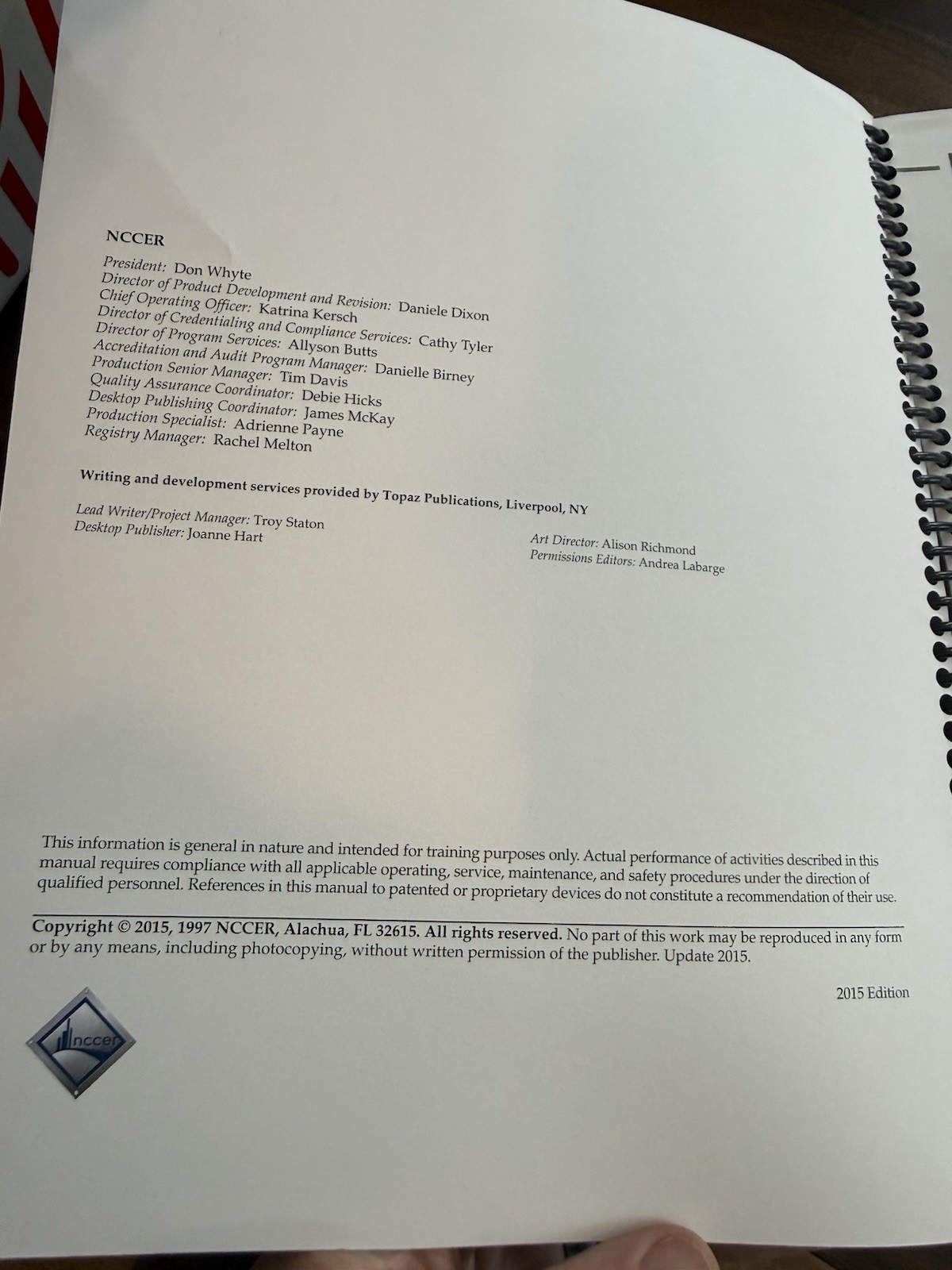 NCCER Craft Instructors Guide Certificate Program Training 2018 ￼