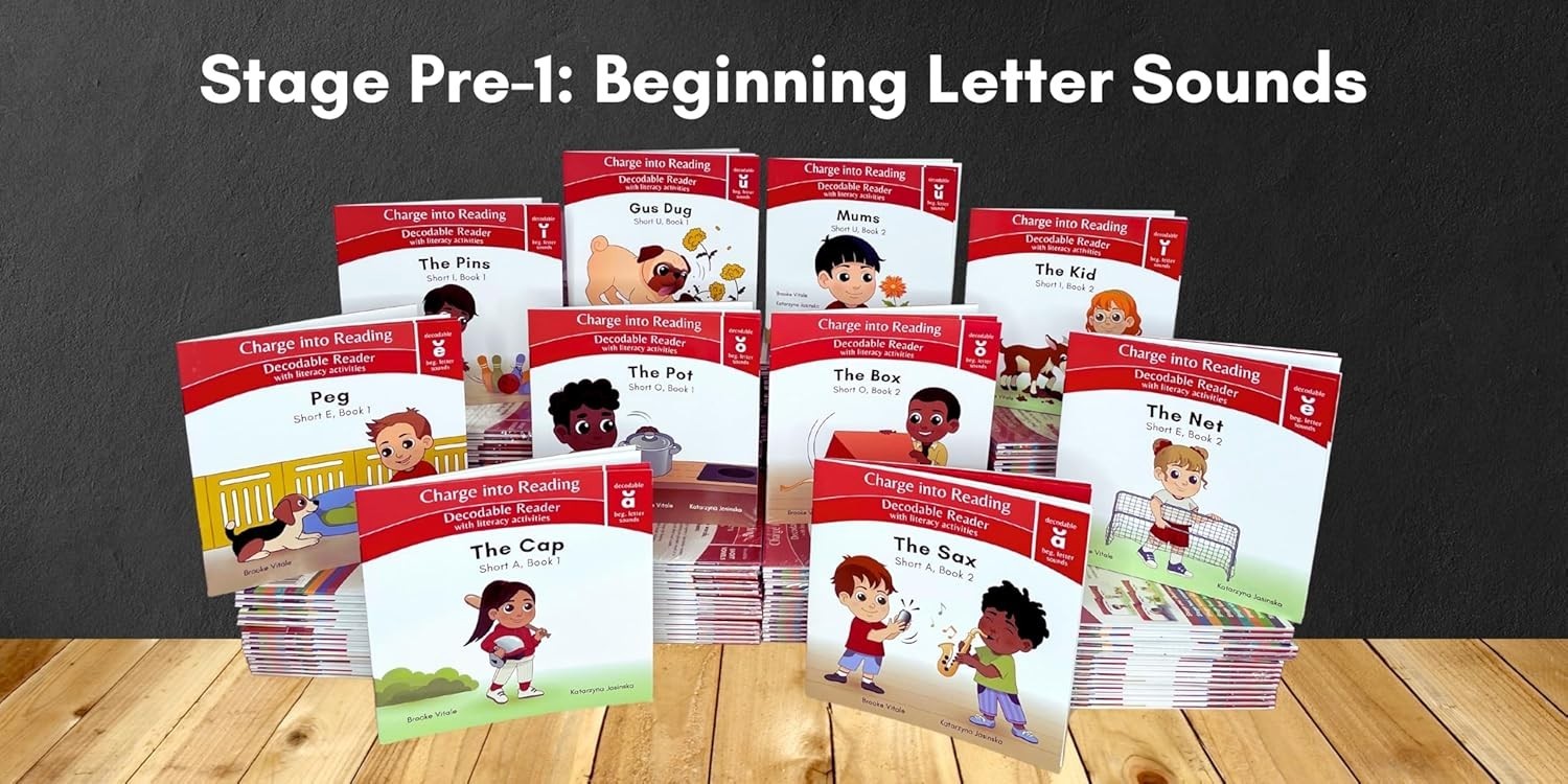 Charge into Reading Decodable Books (Stage Pre-1): 10 CVC Beginning Reader Short
