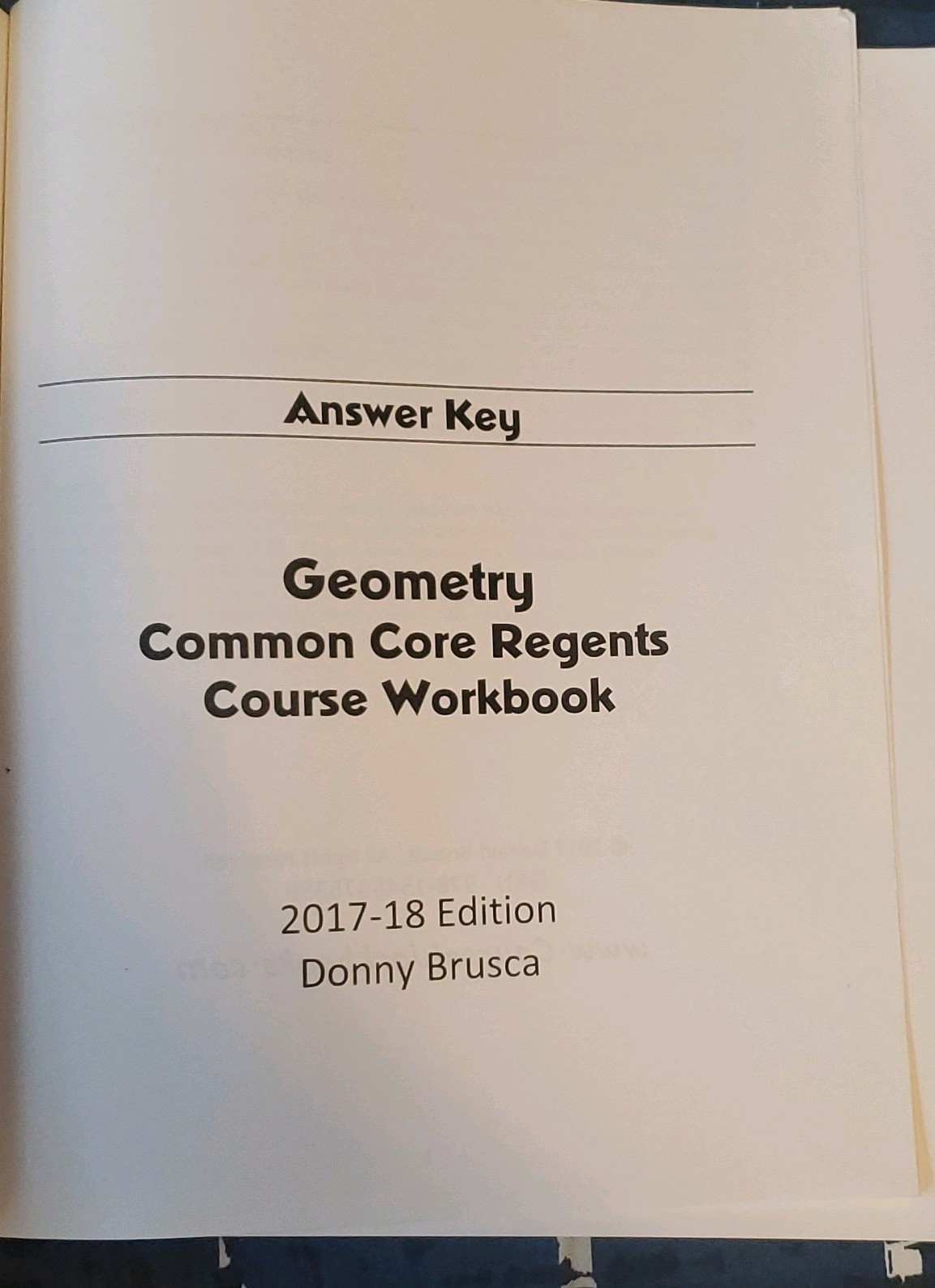 Donny Brusca Geometry Common Core Regents Course Workbook Answer Key 2017 PB
