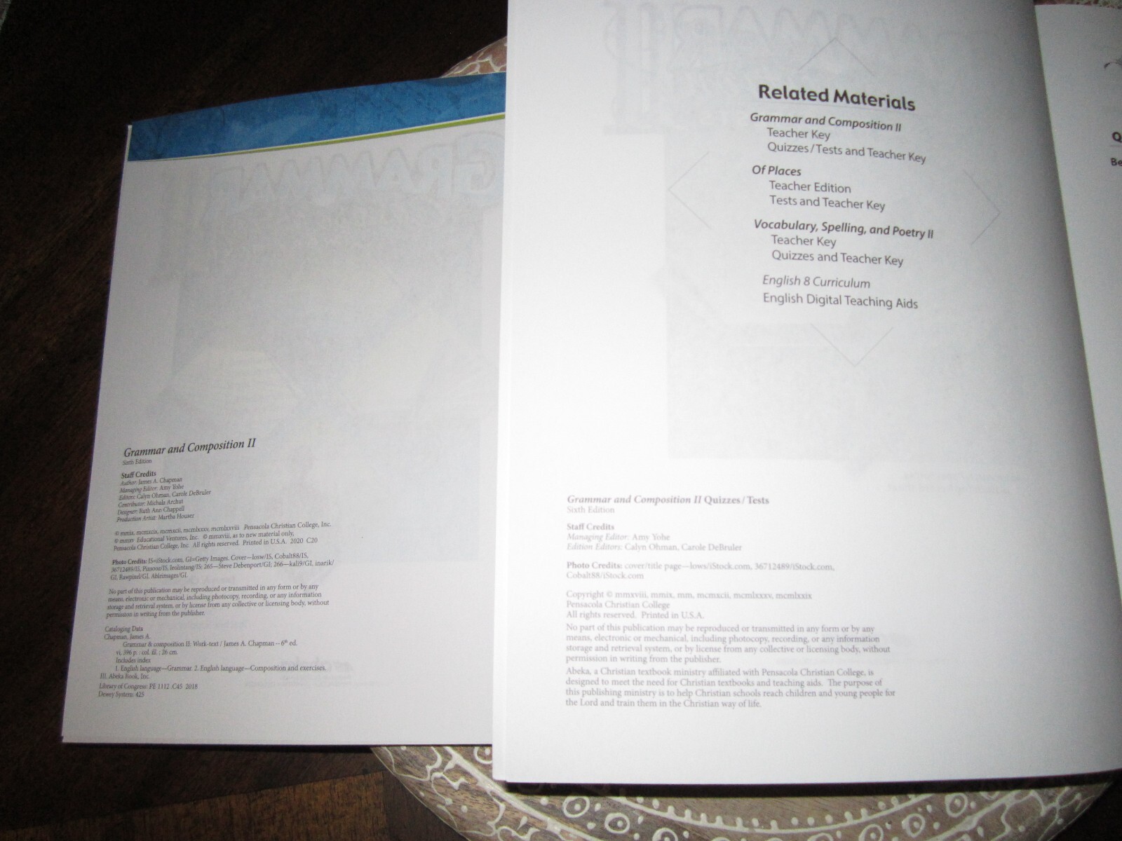 Abeka 8th Grade Grammar Composition II Language Teacher Keys # 308978 # 308994