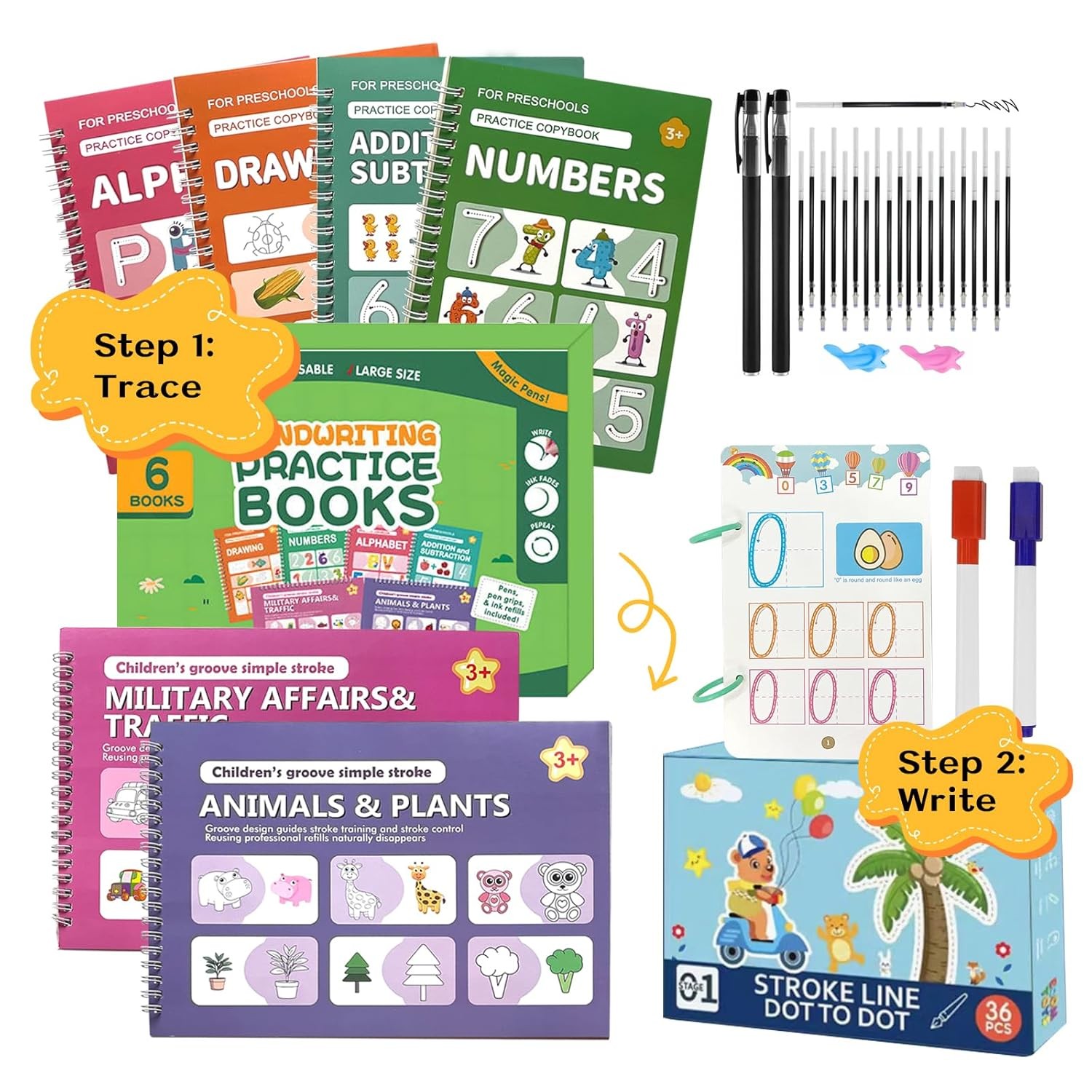 Reusable Grooved Handwriting Workbook for Kids Preschool Learning Activities