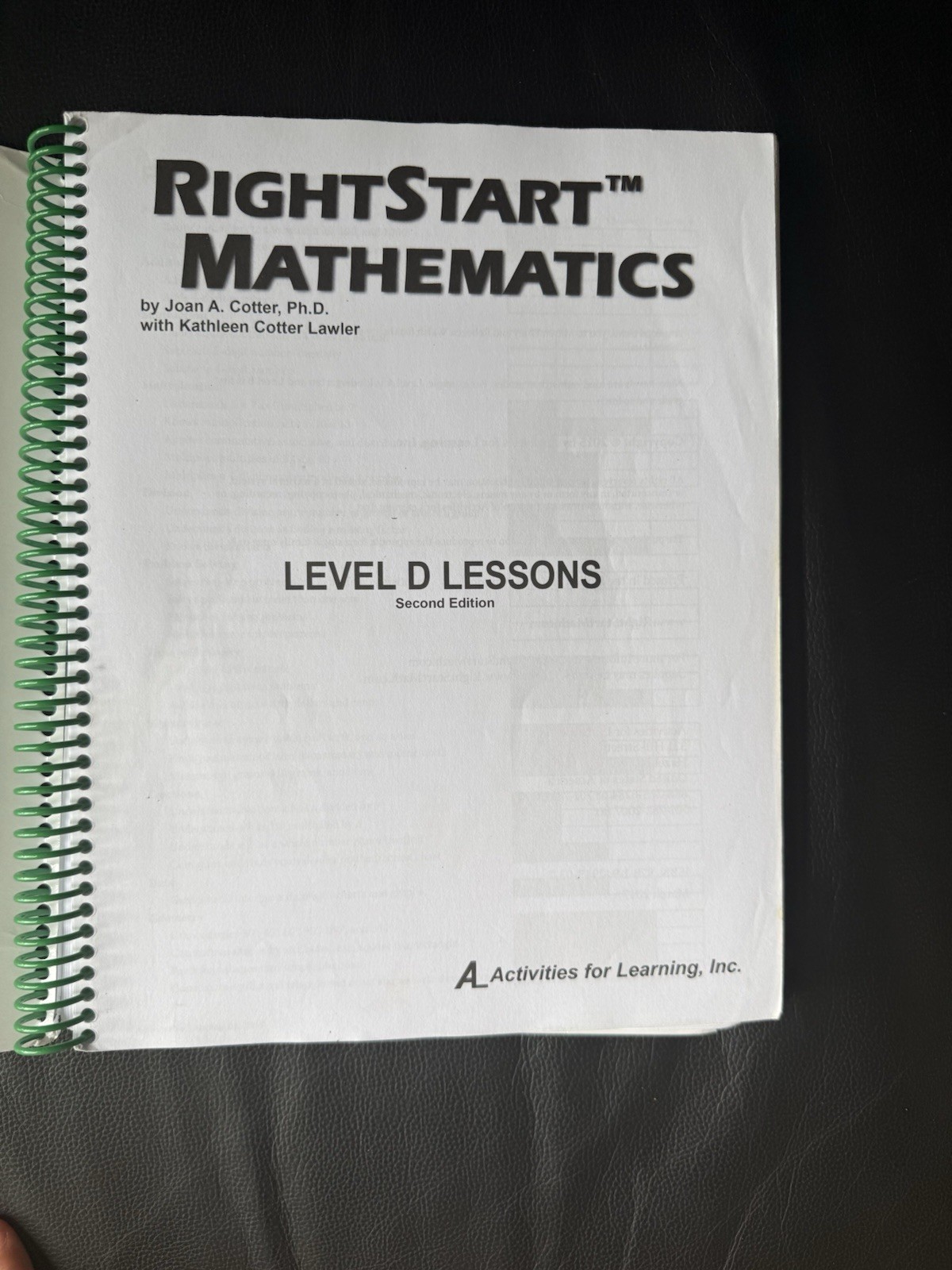 Right Start Mathematics Level D Lessons Second Edition