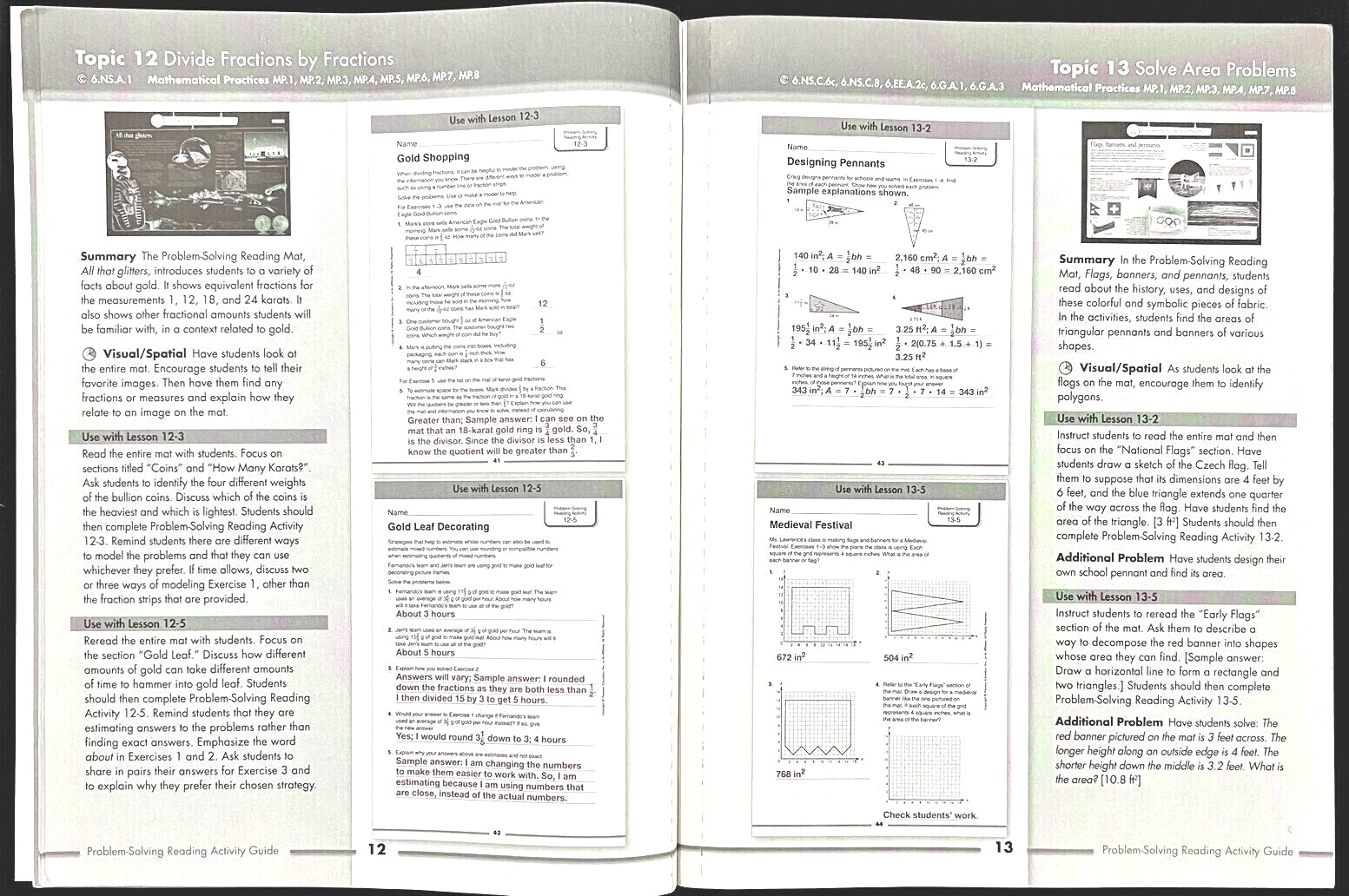6th – Math enVision 2.0 – PROBLEM-SOLVING READING ACTIVITY GUIDE (2016, Pearson)