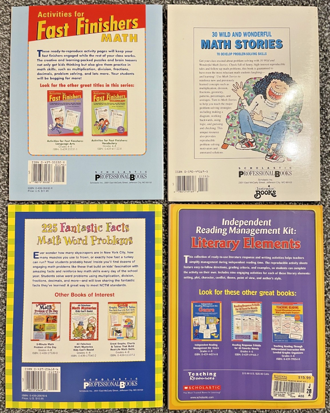 Math and Reading Grades 4-8 Scholastic Books Lot of 4 Homeschool Teachers