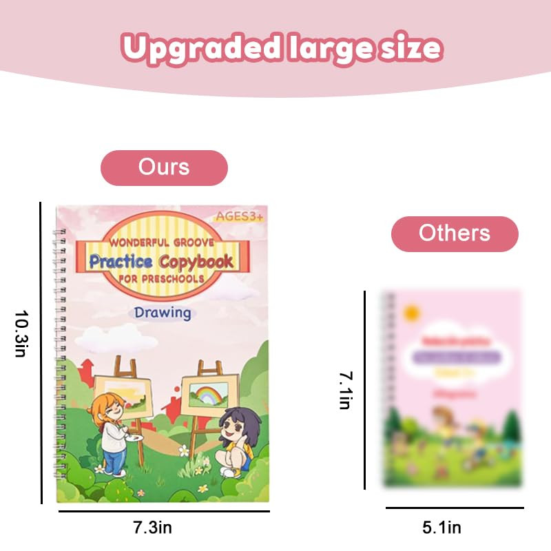 Magic Grooved Writing Practice Book, Large Reusable Grooved Handwriting Workbook