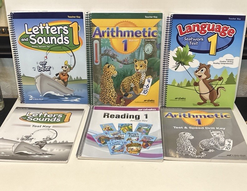 Abeka 1 Teacher Keys set (6) Letters and Sounds Language Arithmetic Test Reading