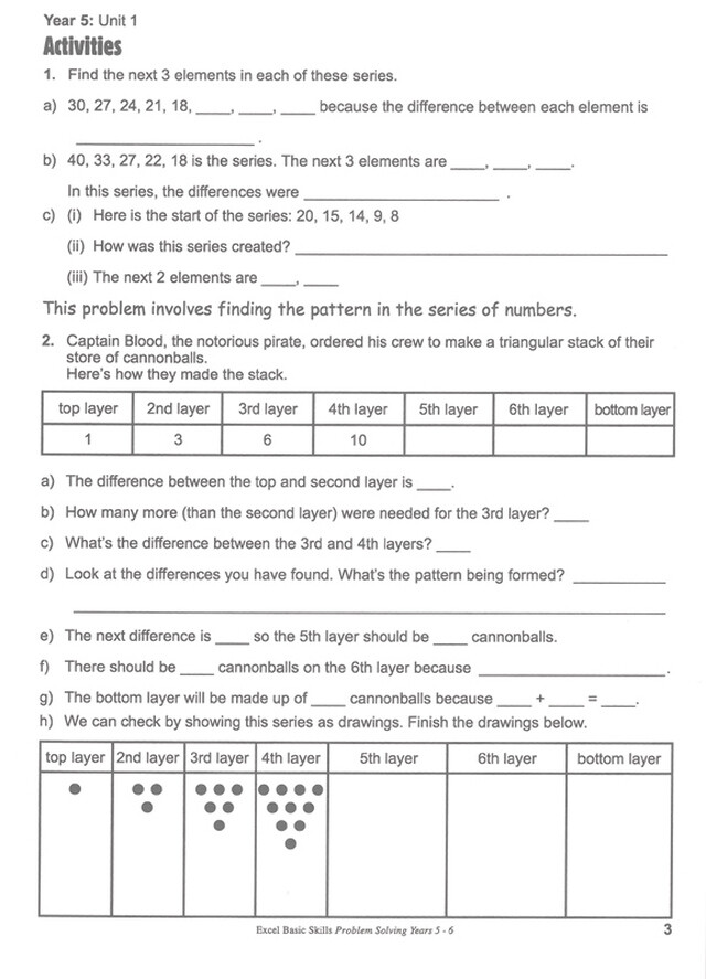 Excel Basic Skills – Problem Solving Years 5-6