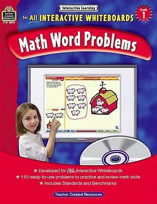 Math Word Problems Interactive Learning w/CD-ROM Grade 1 Excellent PB