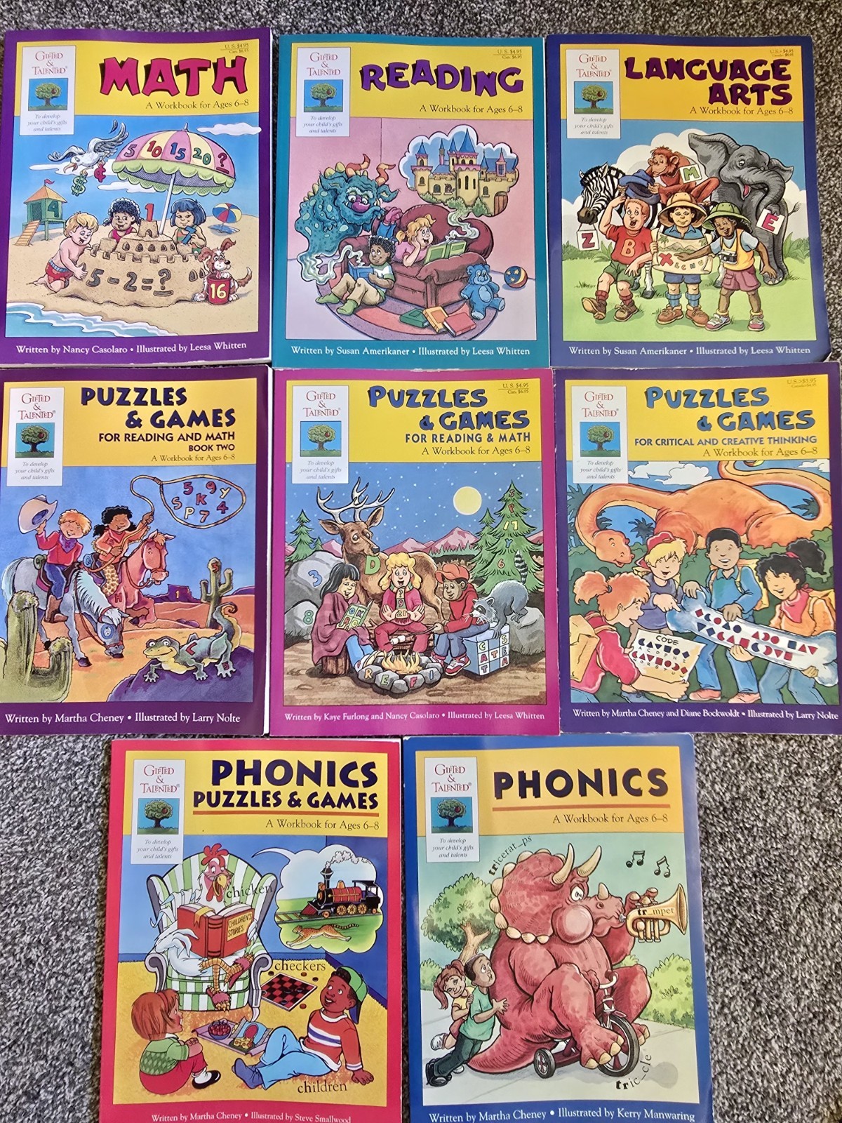 Gifted & talented GATE Workbooks Ages 6-8 Lot Of 8 Phonics, Language Arts & More