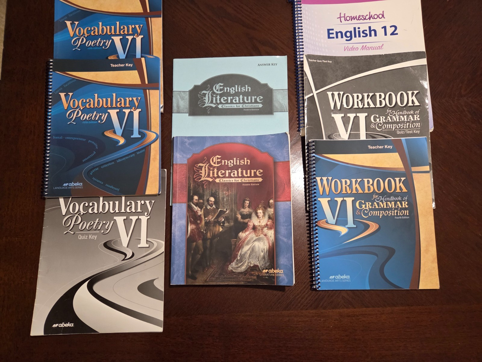 Abeka English 12 Grade 12 English Literature, Vocabulary, Grammar Lot of 8 Books