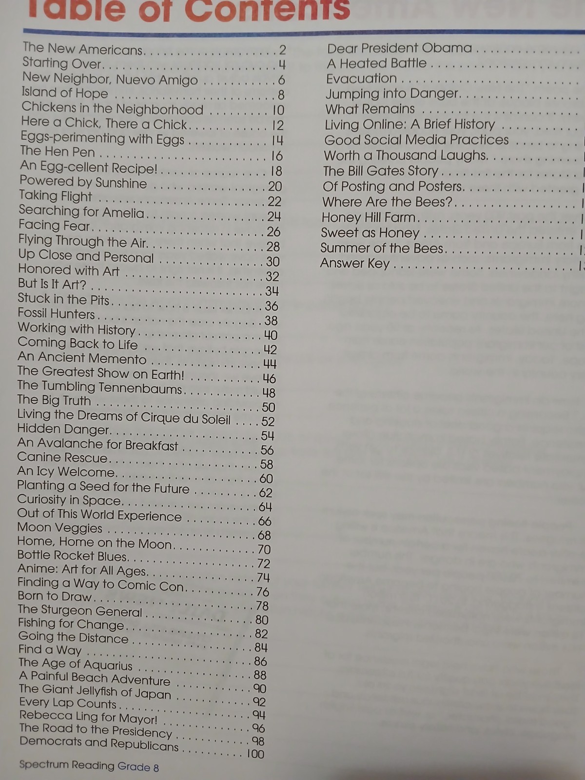 Spectrum Reading Grade 8