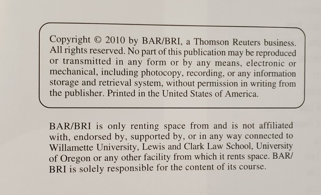 BARBRI Washington Bar Exam Essay Testing In-Class Workbook 2010 3-Book Set Law