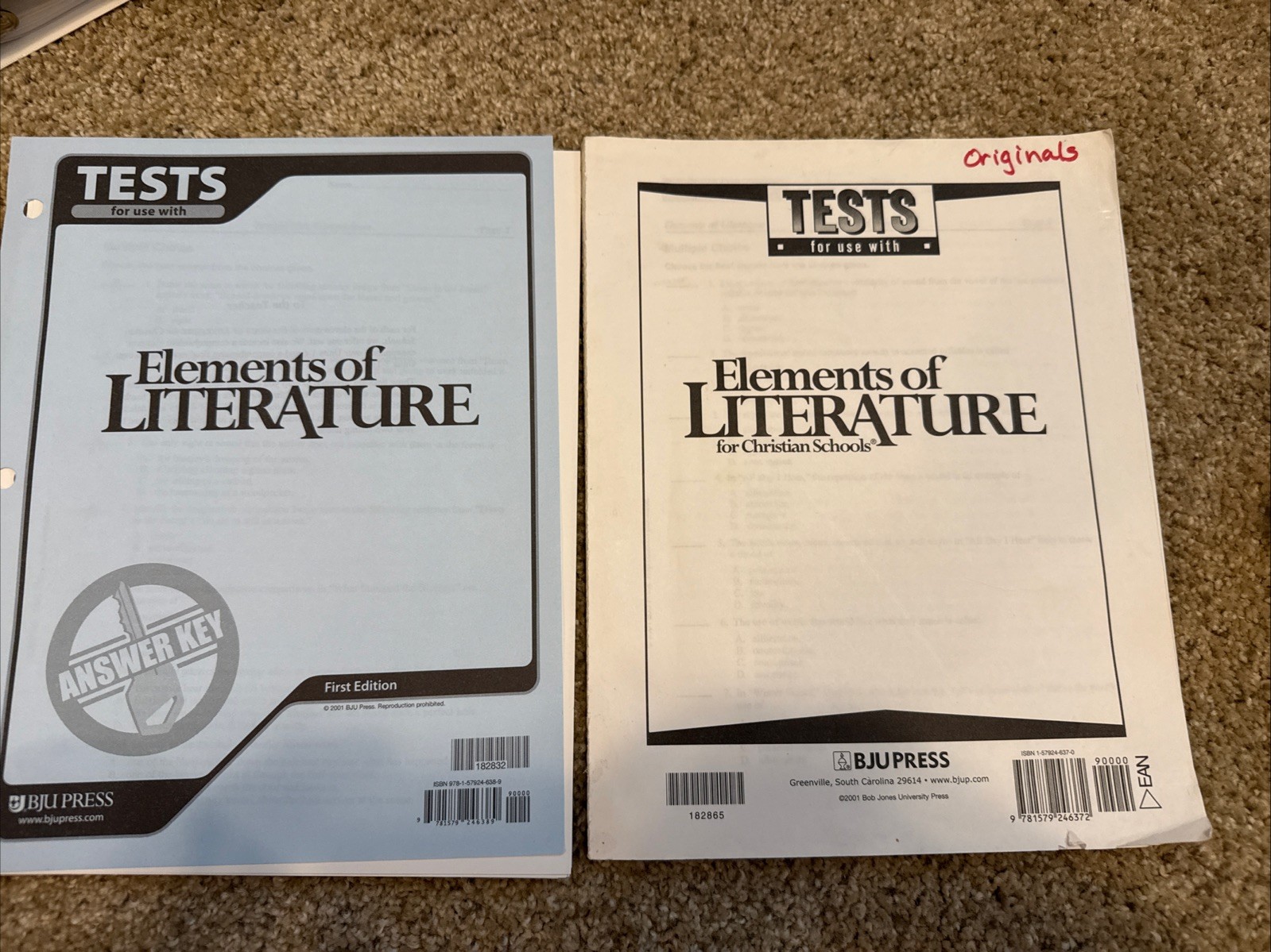 BJU Press 10th Grade Elements Of Literature 1st Edition Tests And Test Key