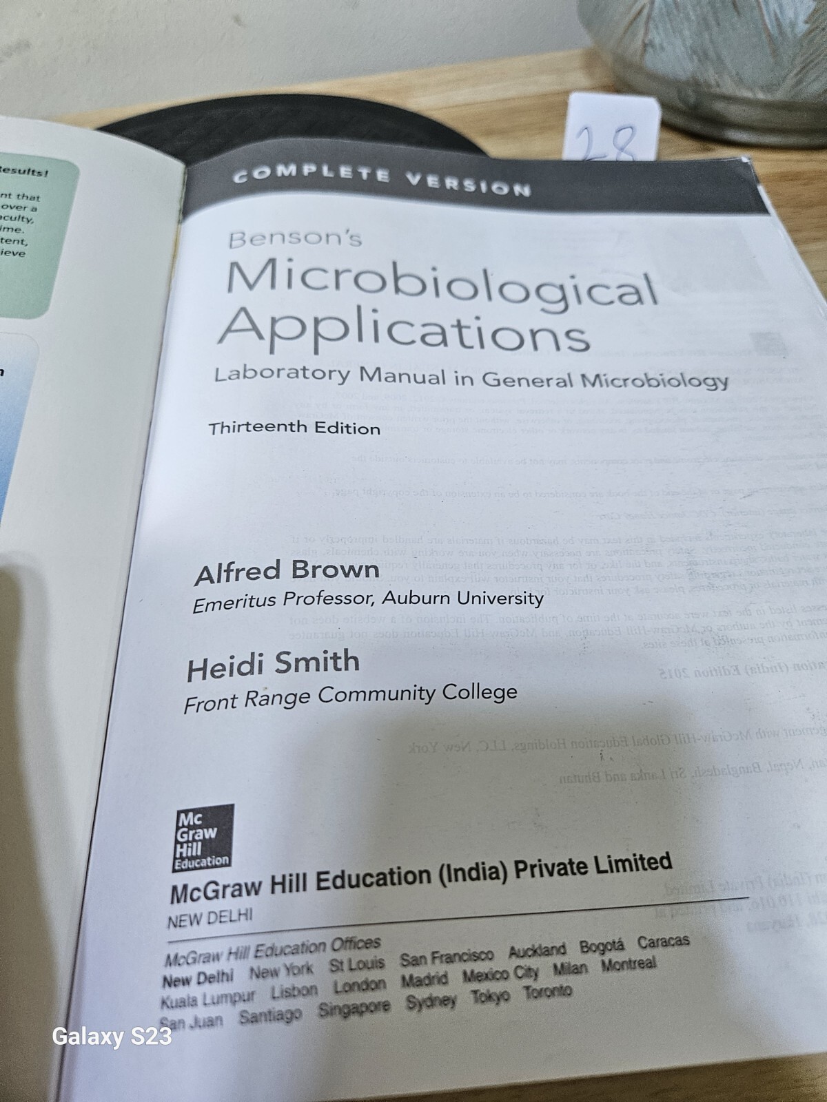 BENSON’S MICROBIOLOGICAL APPLICATIONS, LABORATORY MANUAL By Alfred Brown 2016