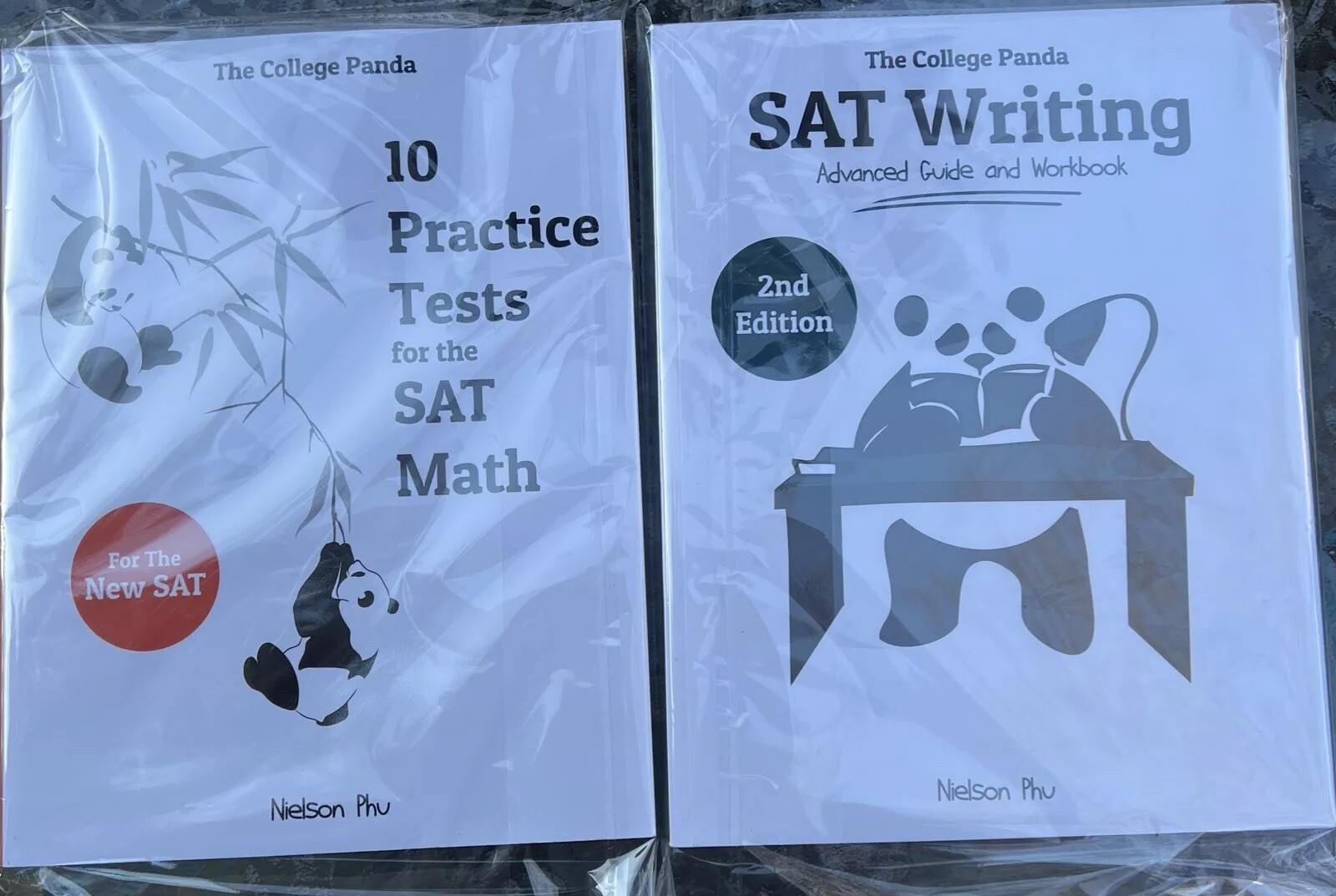 NEW 2 Pack Nielson Phu The Collage Panda SAT writing AND Math Work Books Prep